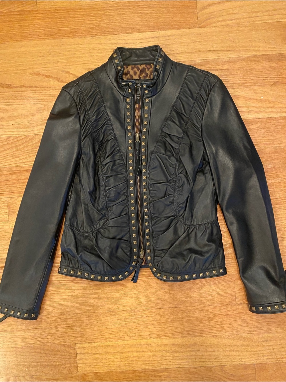 Womens Black Studded Leather Jacket